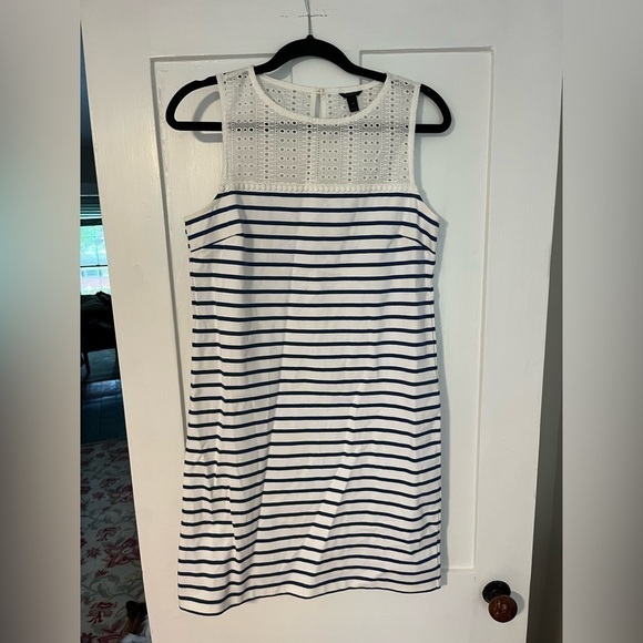J.Crew Blue and White Stripe Lace Mini Dress XS - Picture 1 of 3